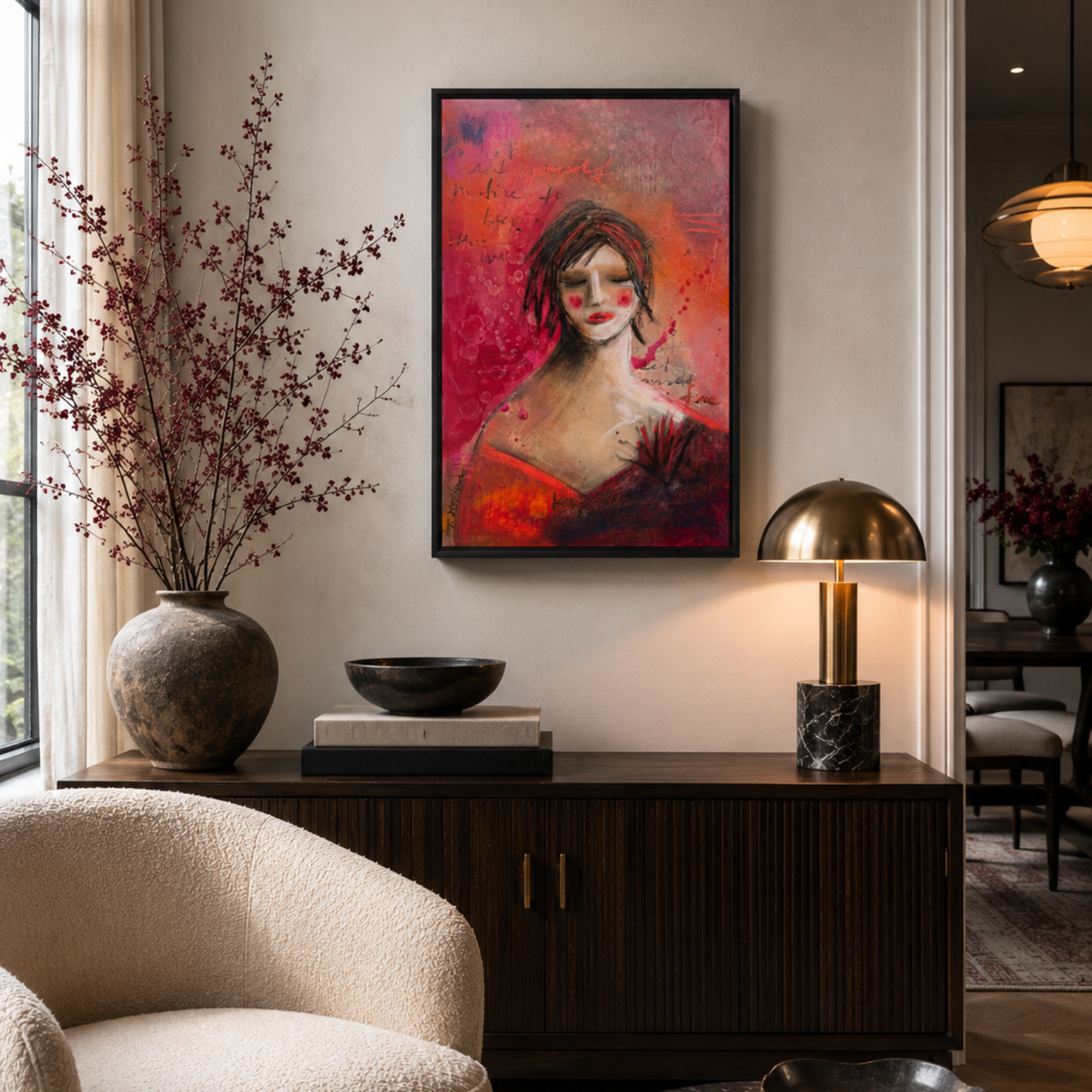 Burn - mixed media figurative portrait by Tennessee artist Teri Stephens - 16 x 24
