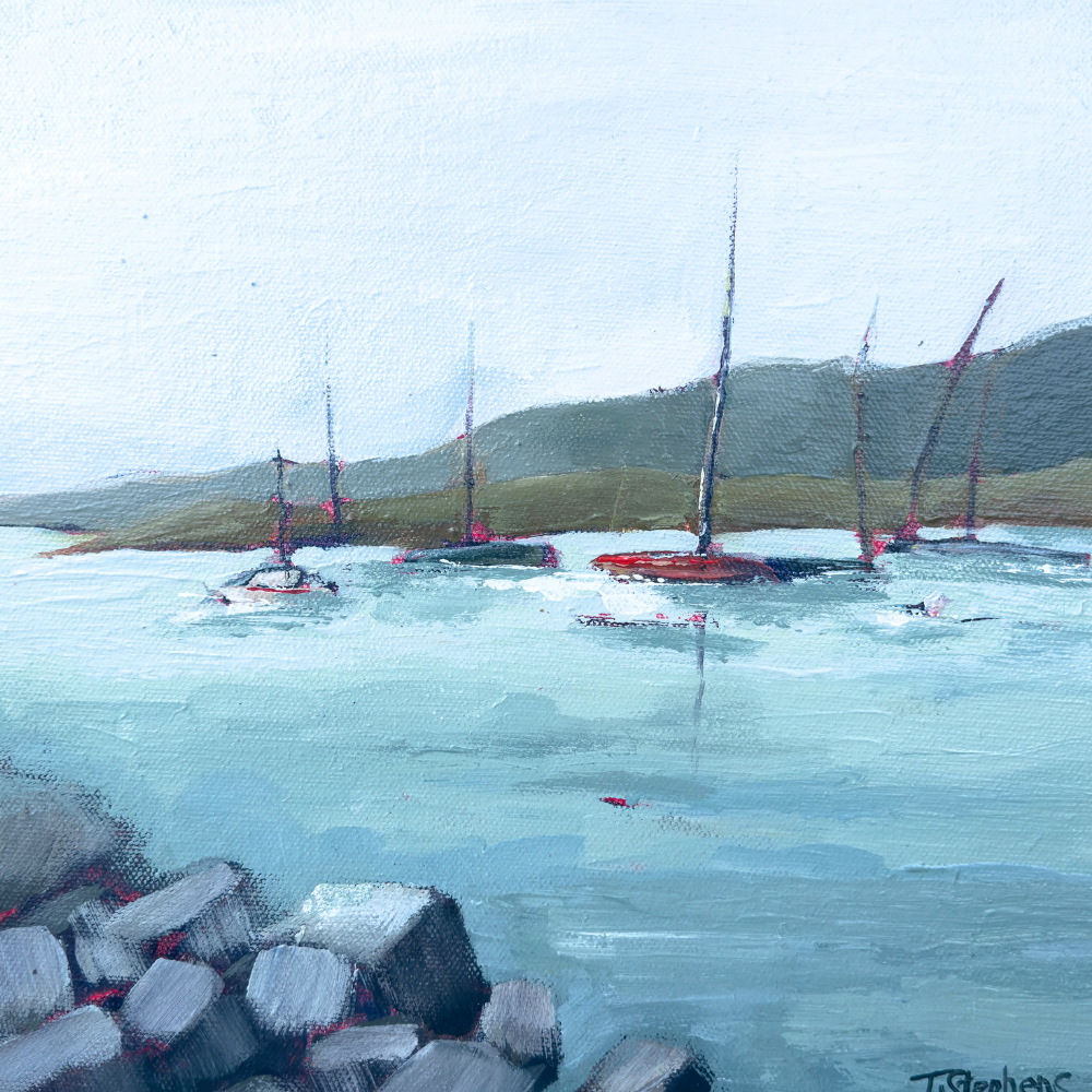 Harbor, an original coastal painting by artist Teri Stephens