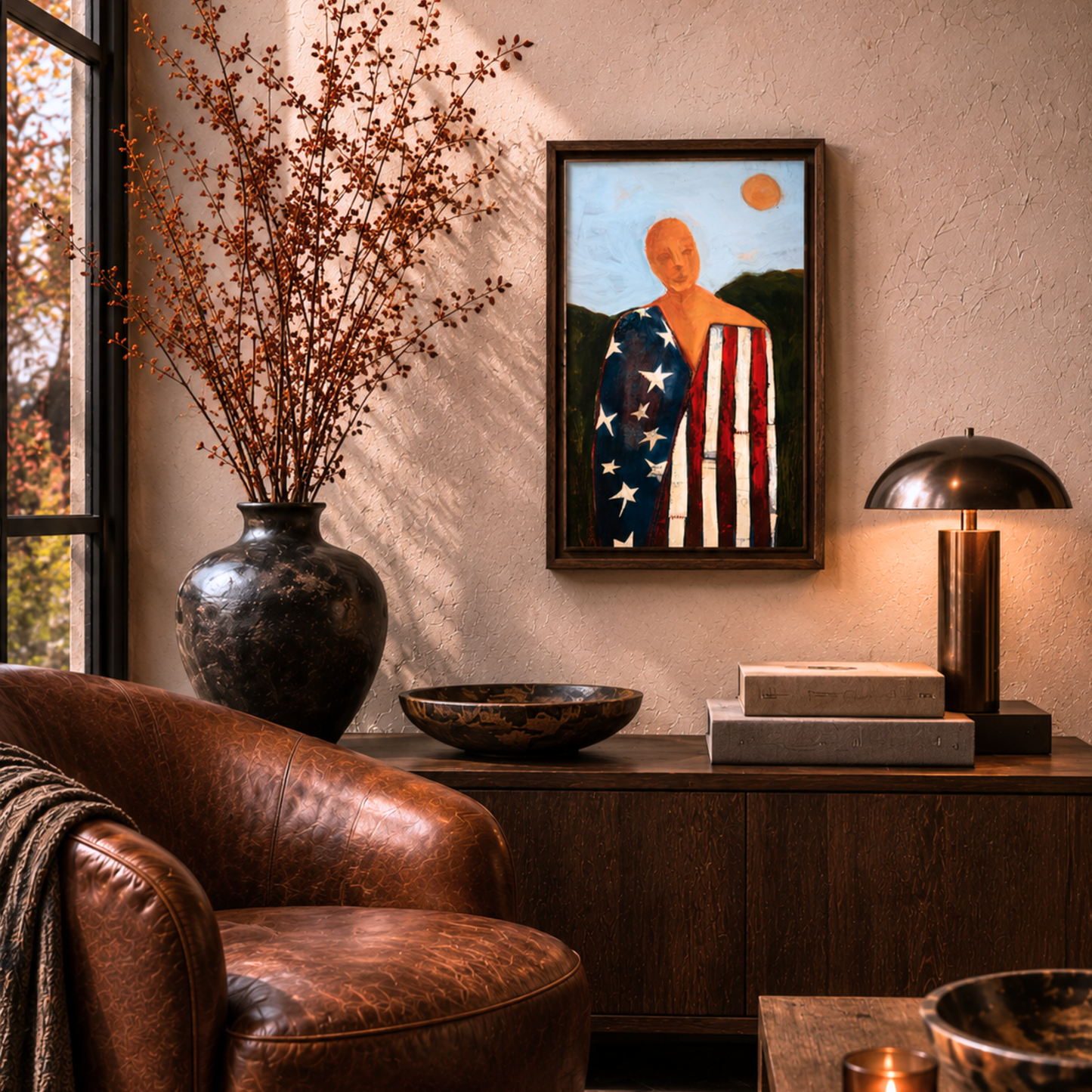 America - Mixed Media Figurative Portrait by Tennessee artist Teri Stephens - 15 x 30