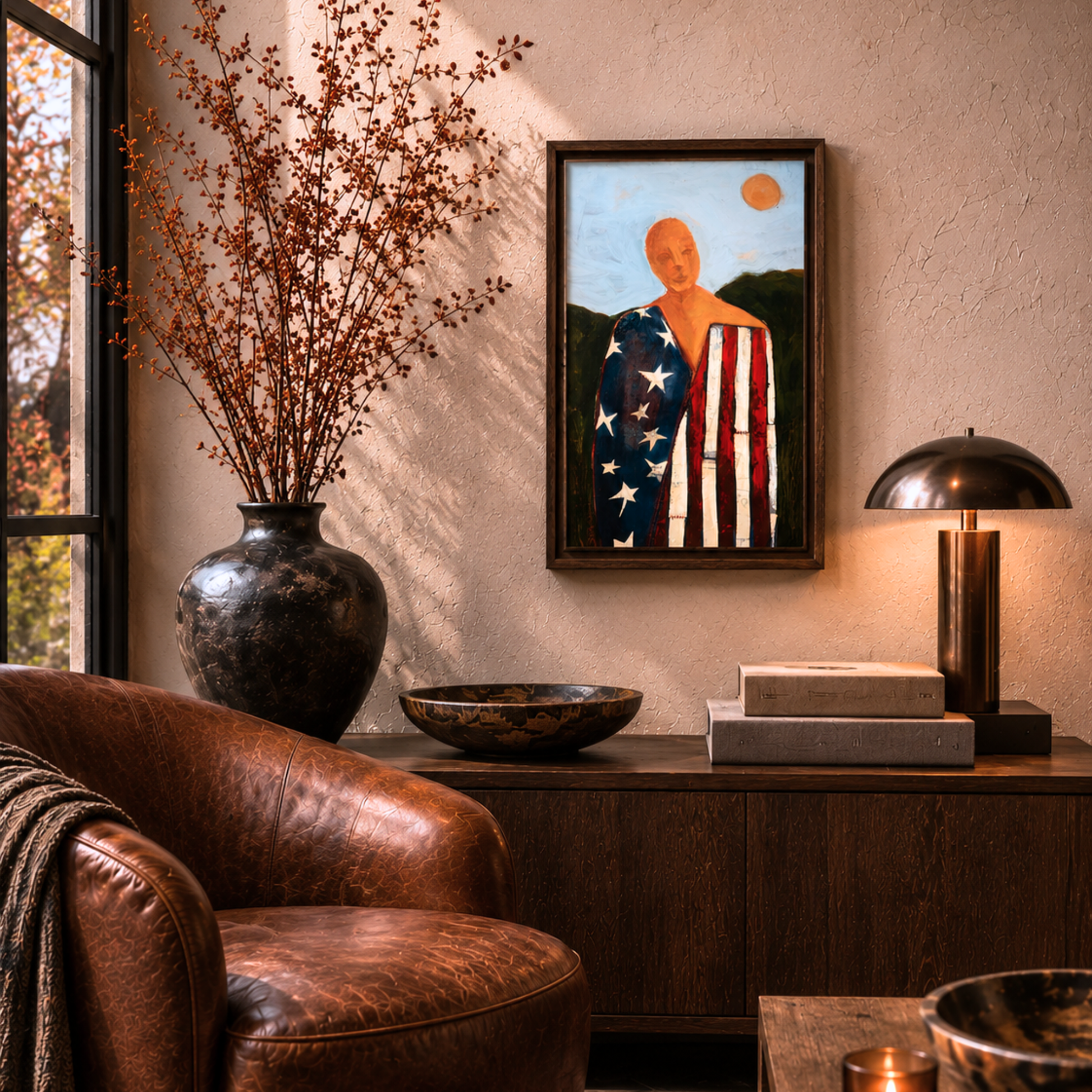 America - Mixed Media Figurative Portrait by Tennessee artist Teri Stephens - 15 x 30