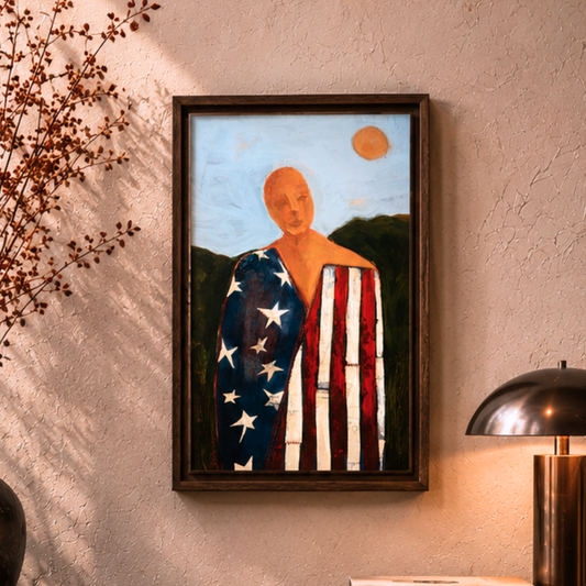 America - Mixed Media Figurative Portrait by Tennessee artist Teri Stephens - 15 x 30