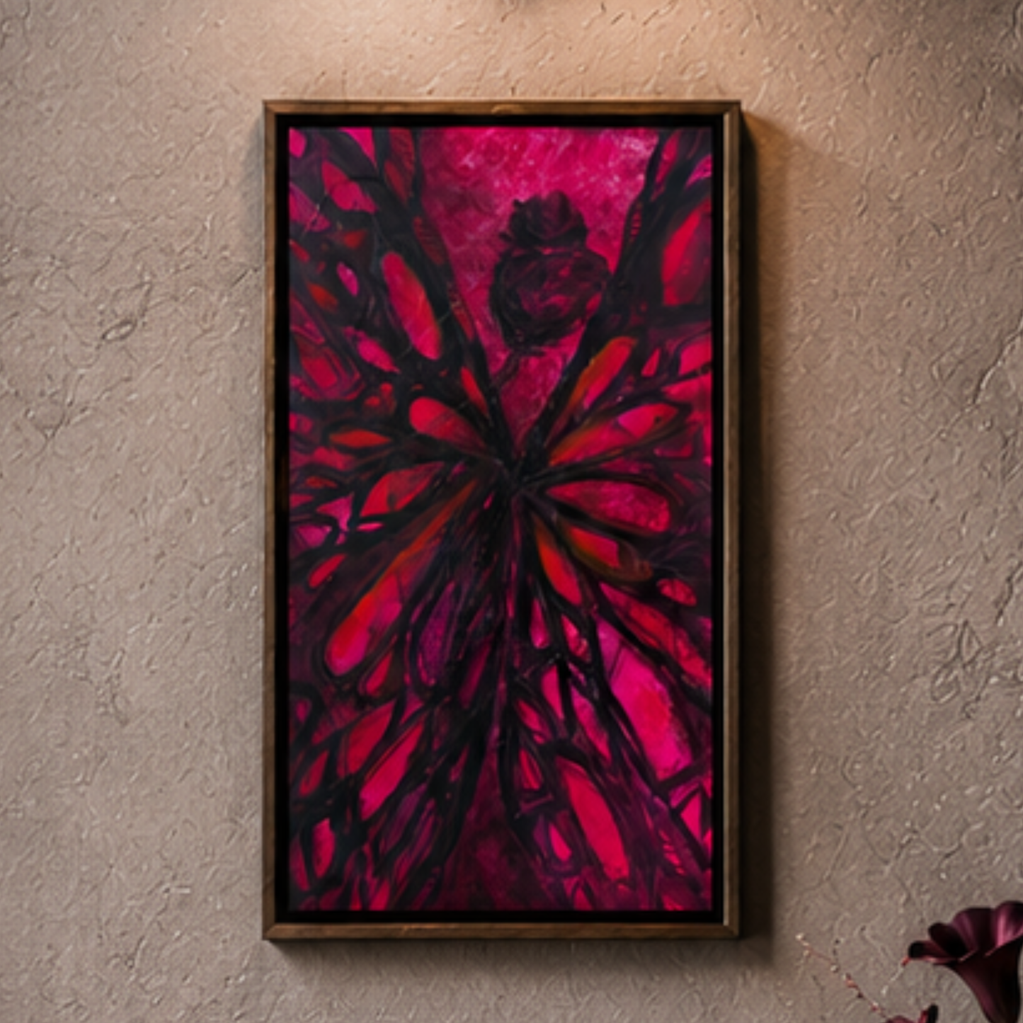 Becoming - original mixed media figurative butterfly portrait by Tennessee artist Teri Stephens, 15 x 30