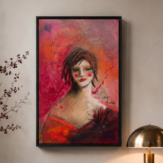 Burn - mixed media figurative portrait by Tennessee artist Teri Stephens - 16 x 24