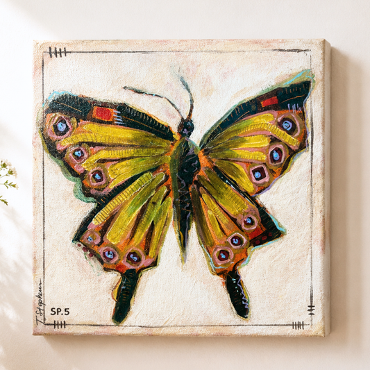 Fable - Original butterfly painting on 10x10 gallery wrapped canvas, by Tennessee artist Teri Stephens, part of the Wild Meadow Butterflies Series