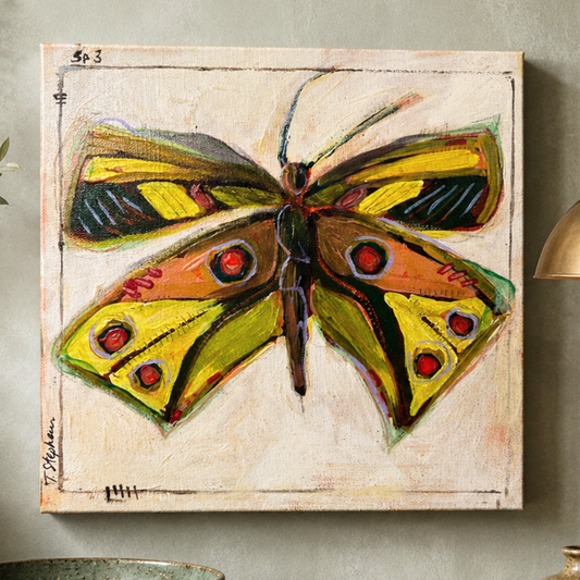 Fragment - Original butterfly painting on 10x10 gallery wrapped canvas, by Tennessee artist Teri Stephens, part of the Wild Meadow Butterflies Series