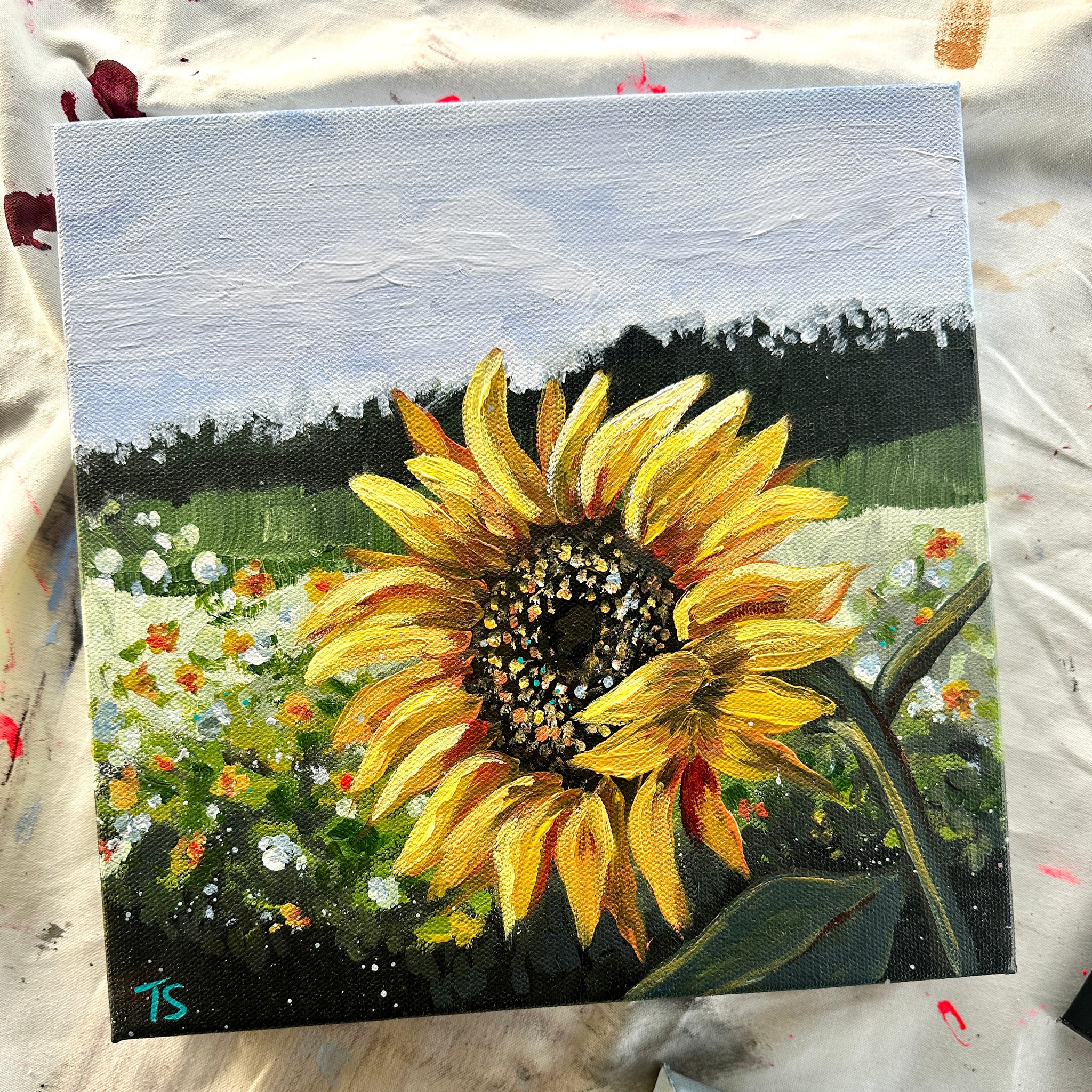 Honey – Original Sunflower Painting on Canvas | Teri Stephens Art