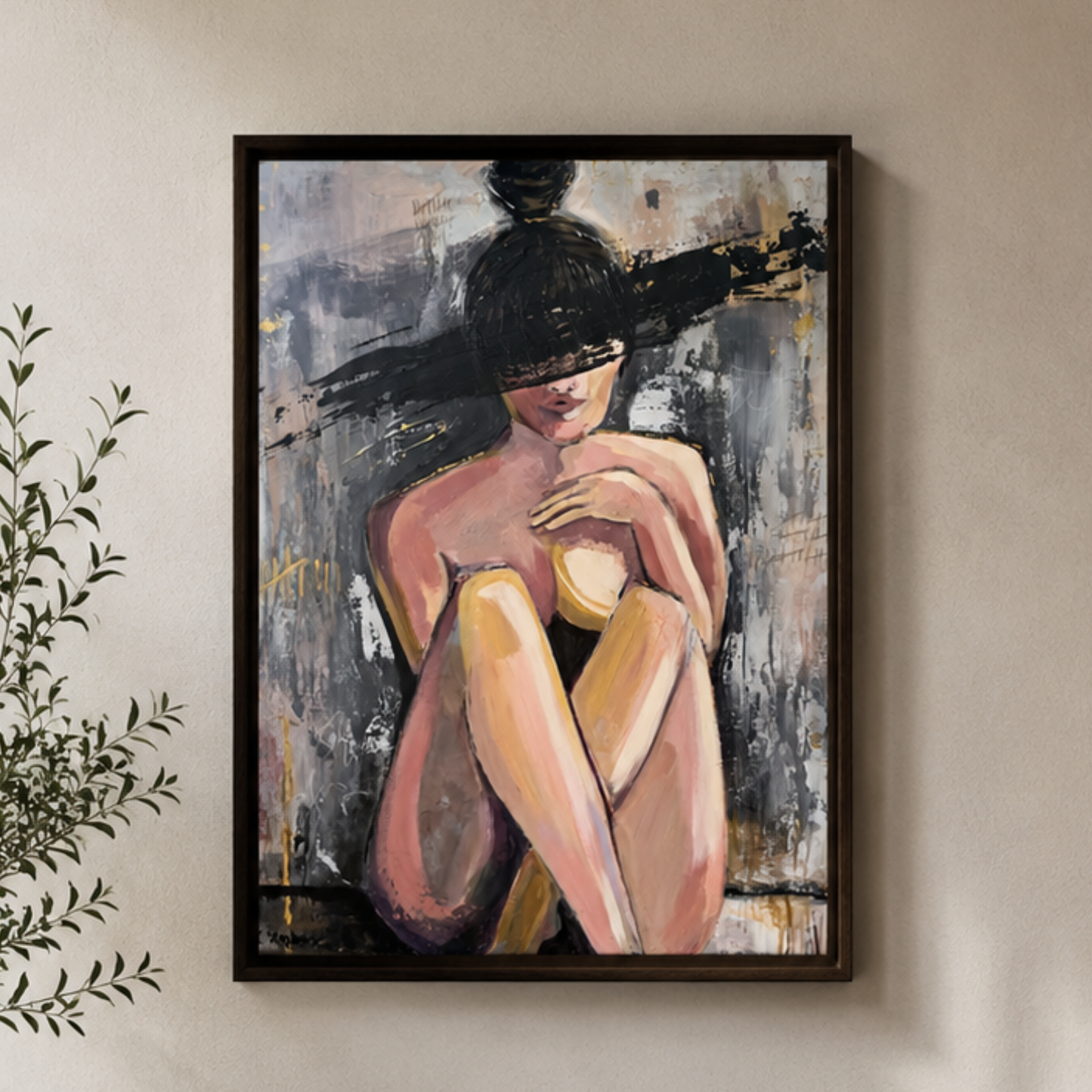 Unseen - mixed media figurative portrait on wood panel by Tennessee artist Teri Stephens, 20 x 29